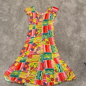 Jams World Floral Patchwork Dress with Red, Yellow, and Pink Size Small